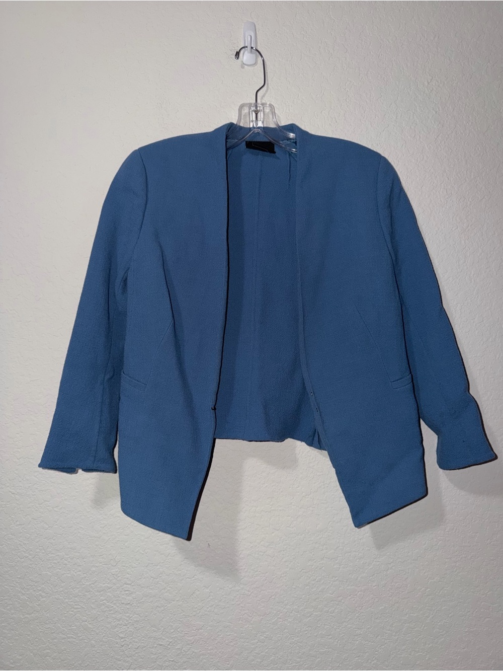 Akris Open-Front Blue Wool Blazer
